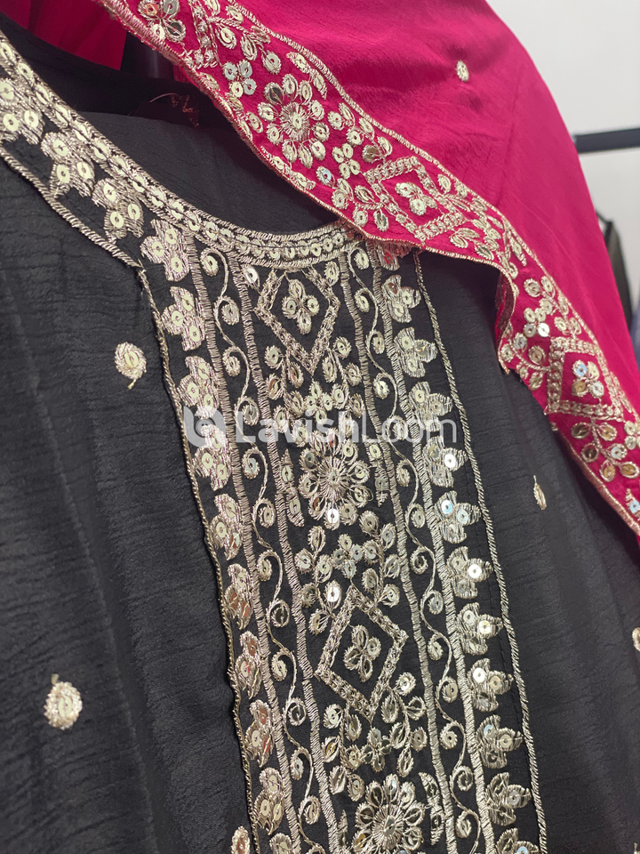 Premium Heavy Chinon  Embroidery Worked Salwar Suit  [SKU D101382]