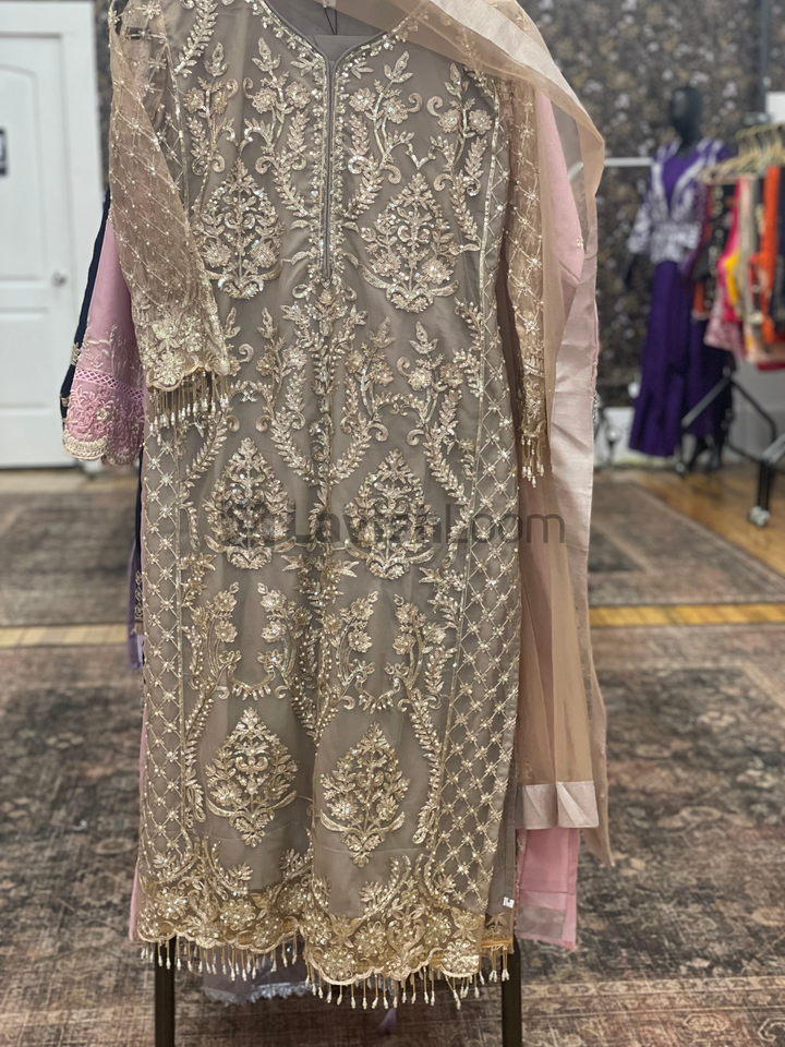 Ash Faux Georgette Heavy Worked Salwar Suit [SKU D101872]