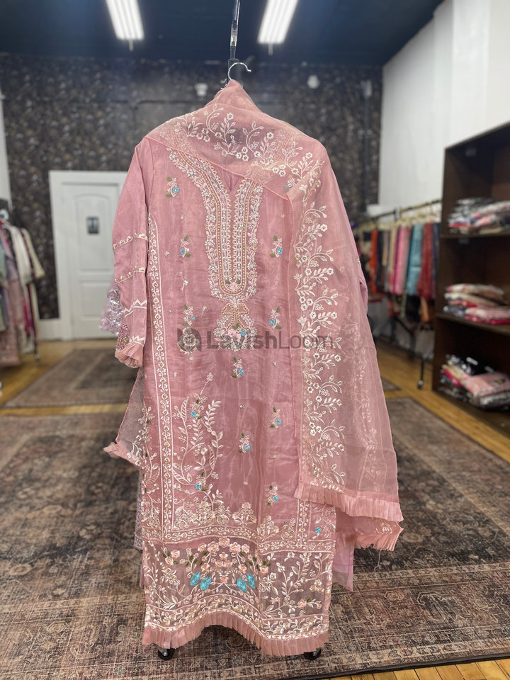 Pink Premium Heavy Organza Salwar Suit [SKU D105233]