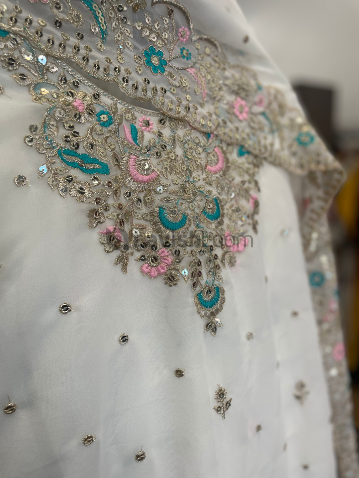 Heavy Faux Georgette Embroidery & Sequins Worked Gharara Suit [SKU D106853]