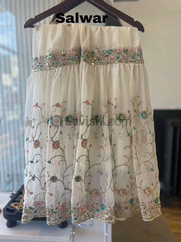 Heavy Faux Georgette Embroidery & Sequins Worked Gharara Suit [SKU D106853]