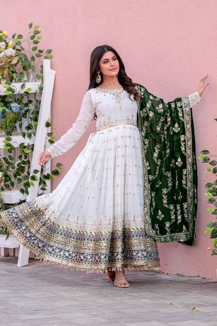 Fancy Faux Georgette Long Gown [SKU D101533]