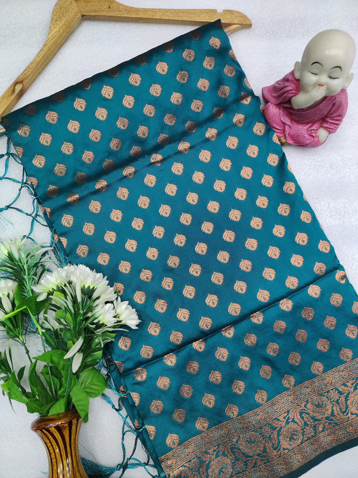Firoji banarasi silk saree with zari weaving work [SKU:S102391]