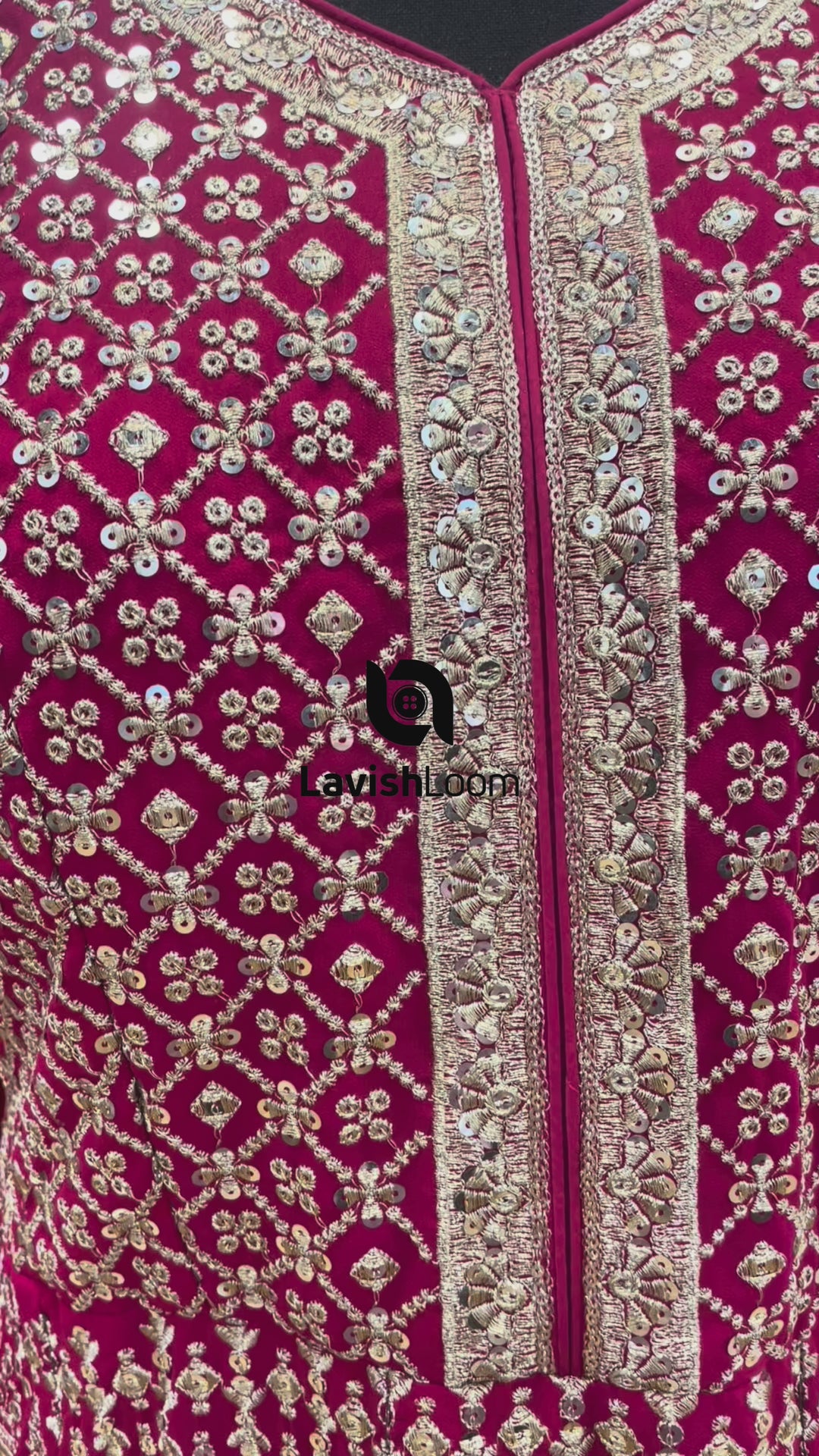 HOT PINK REAL GEORGETTE GOWN WITH DUPATTA [SKU:D105565]