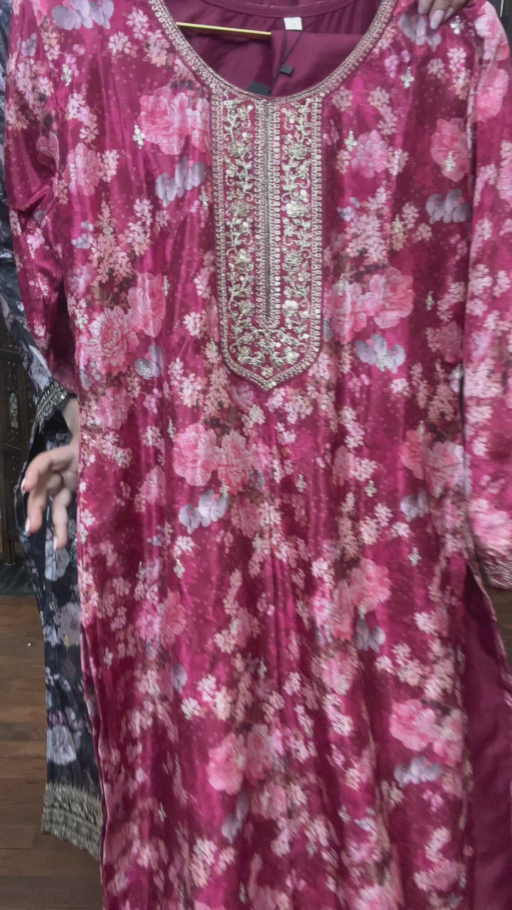 Maroon   Chinon Digital Printed Salwar Suit [SKU D101243]